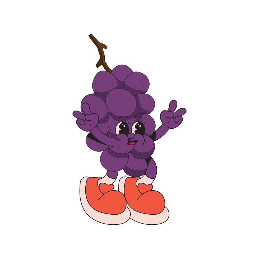 Grape fruit mascot character cartoon icon illustration vector