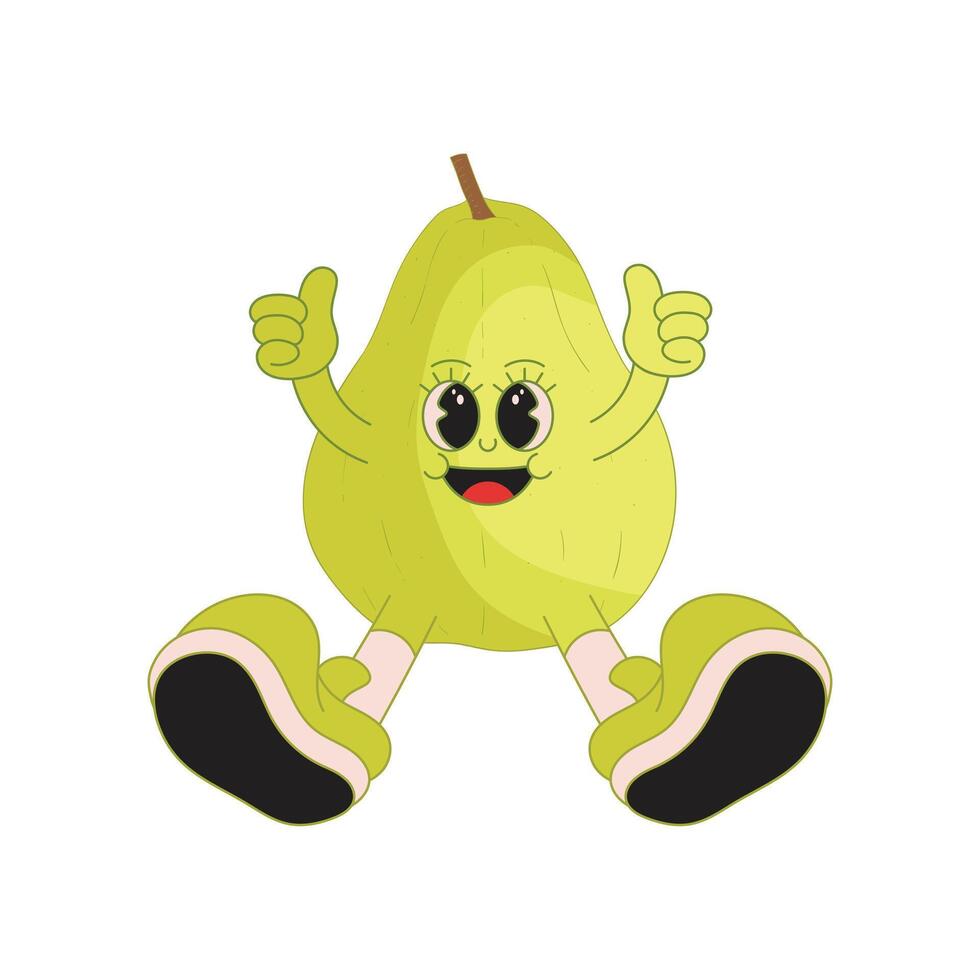 Pear fruit mascot logo retro character illustration vector