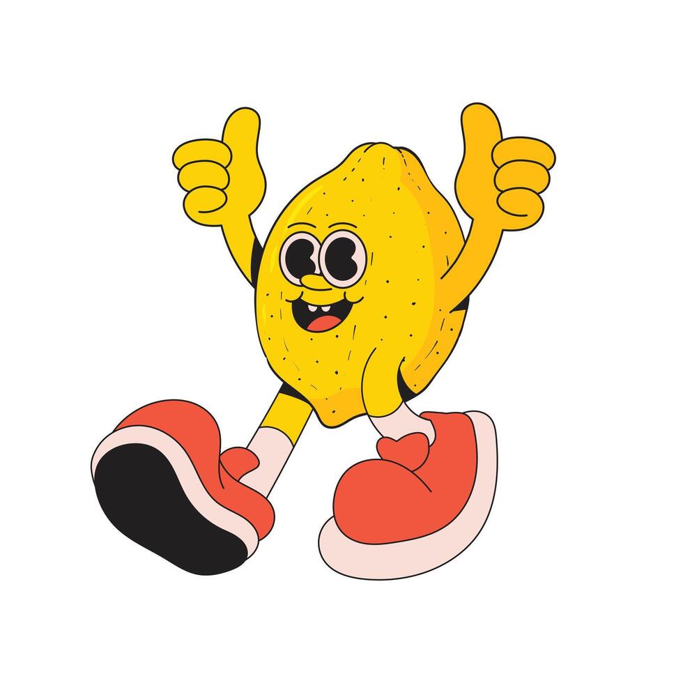 Lemon fruit mascot character cartoon icon illustration vector