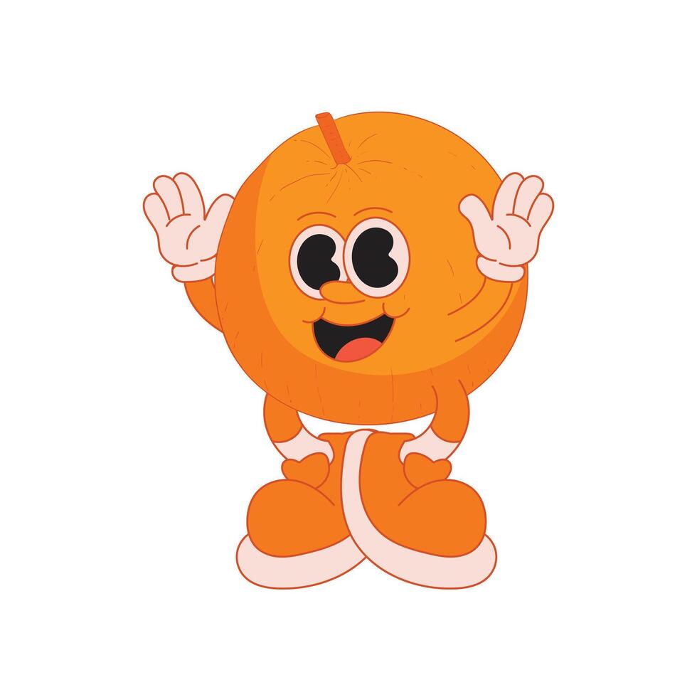 Orange fruit mascot logo retro character illustration vector