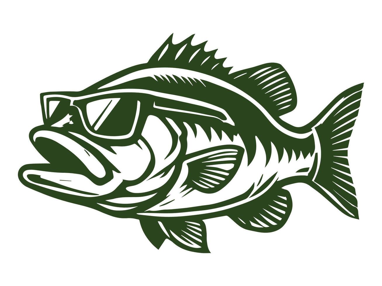 Bass fish wearing sunglasses design vector