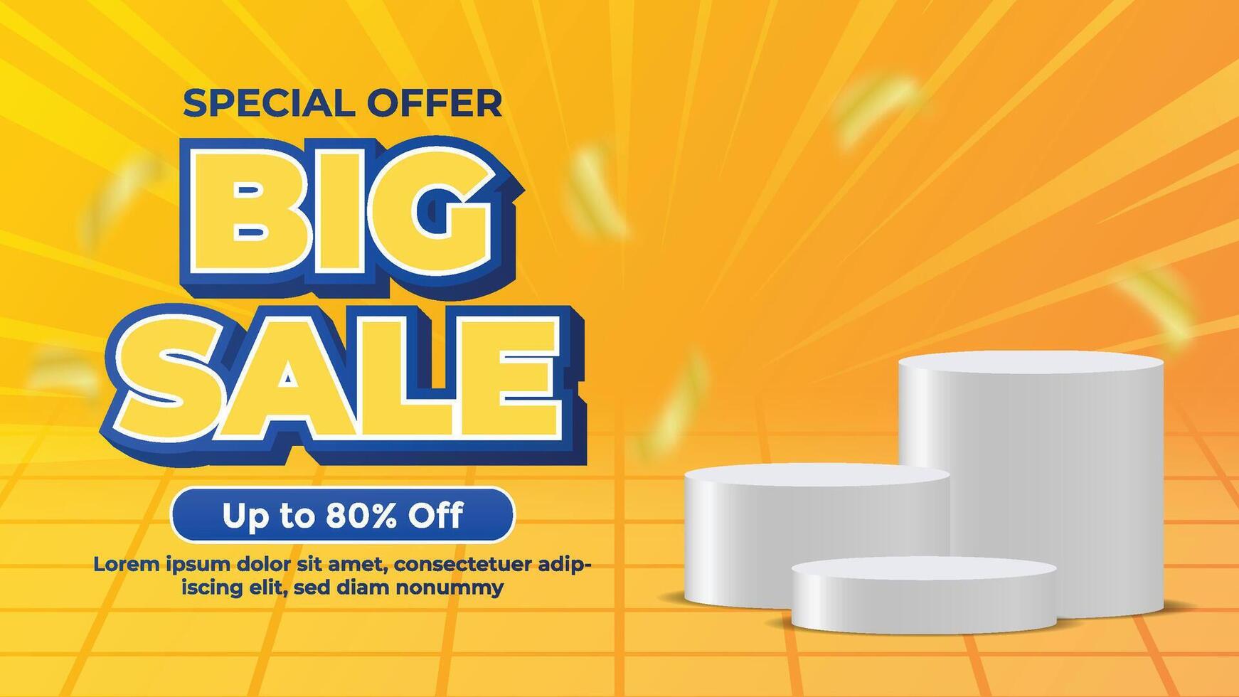 Special Offer Big Sale Promotion Banner with 3D Podiums vector