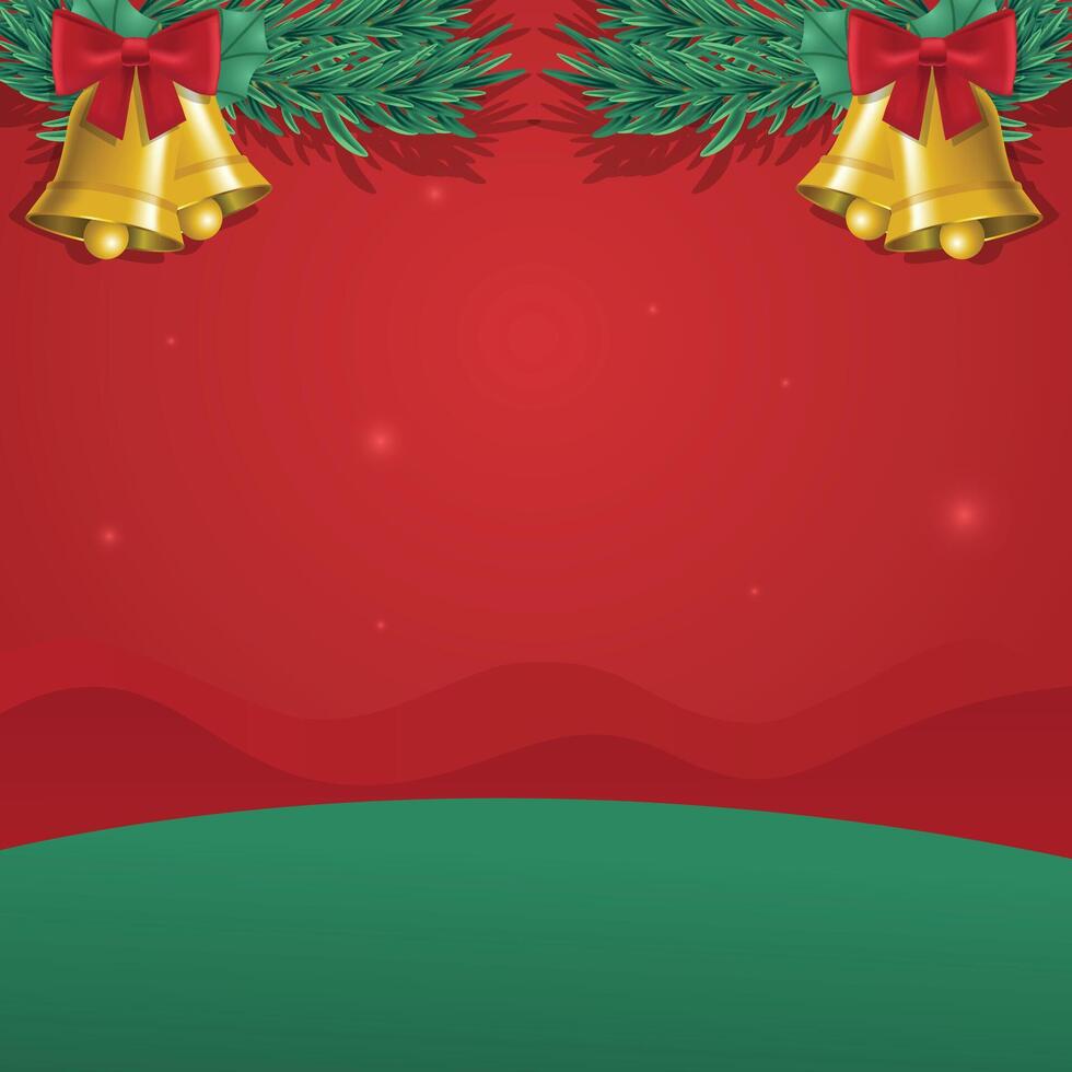 Christmas Background with Golden Bells and Pine Branches vector