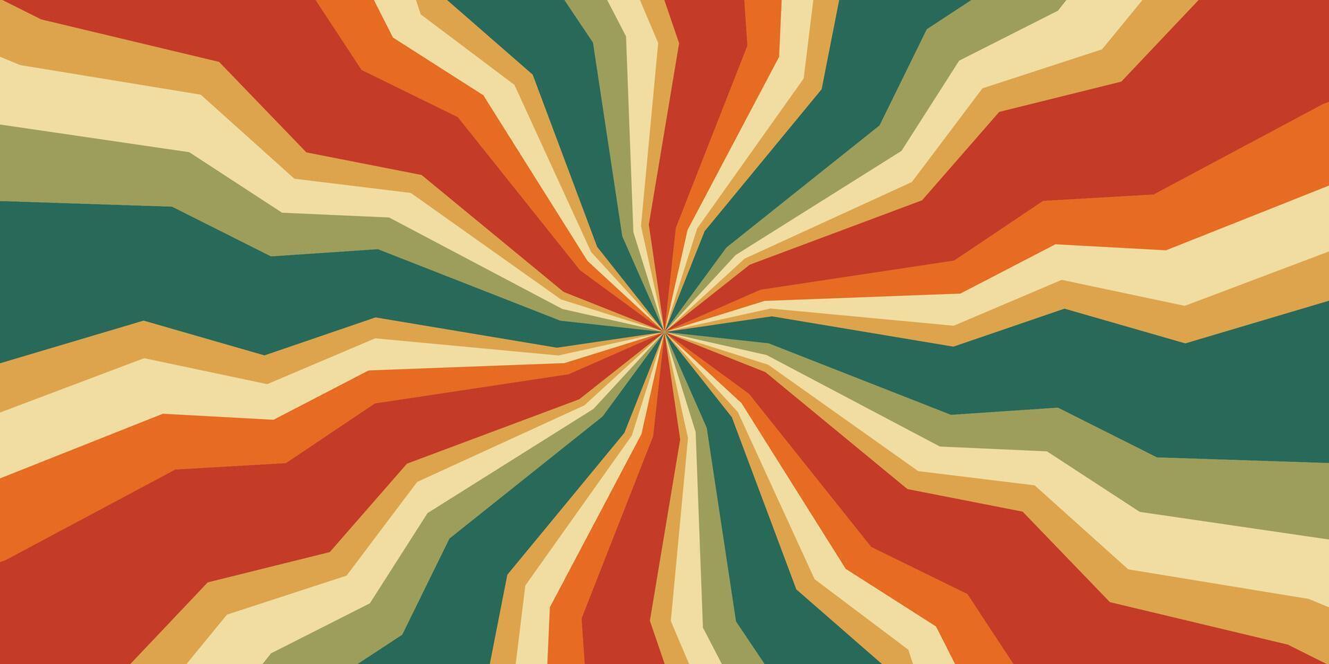 retro vibes sunburst colorful curved lines vector