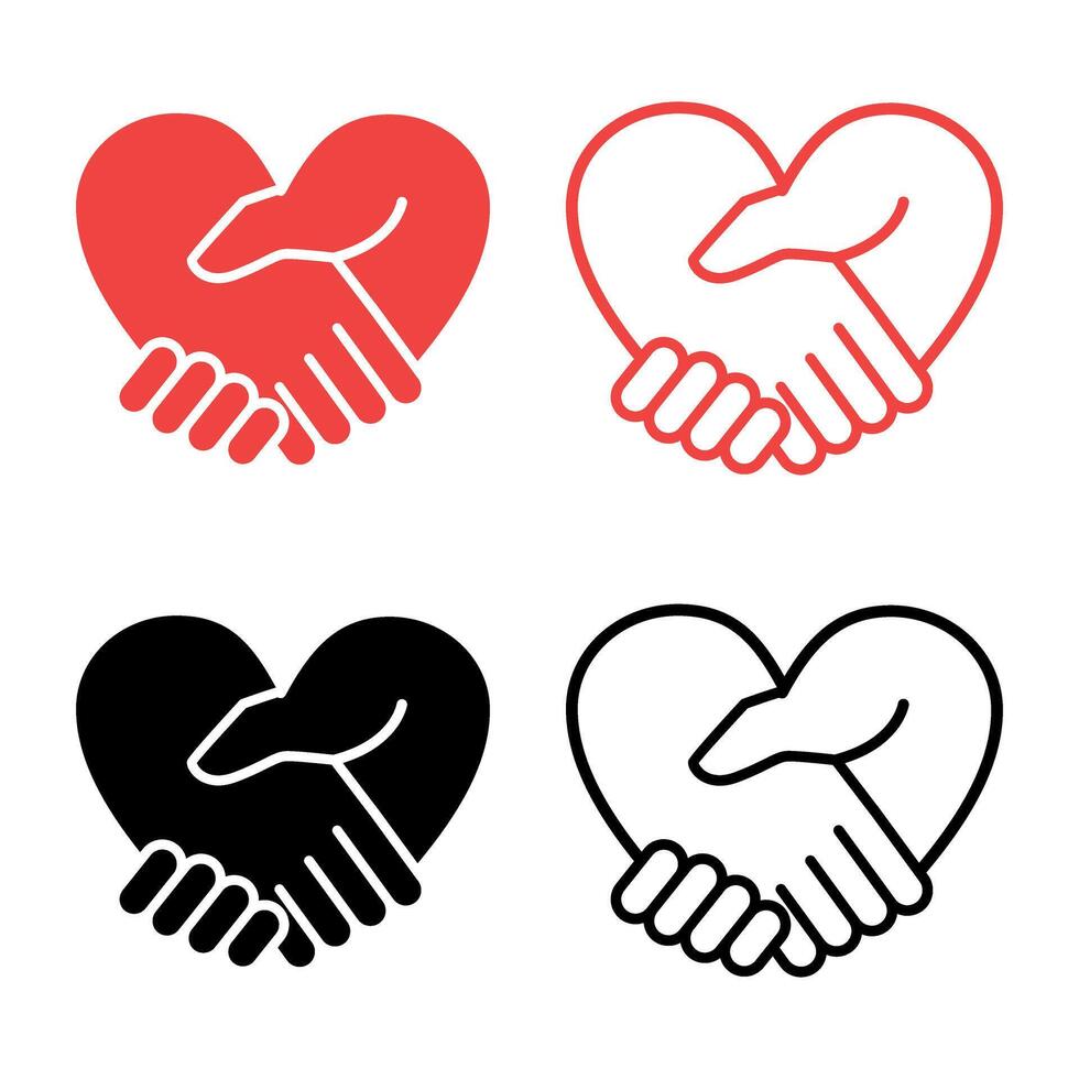 heart shaped handshake icon. Friendship or partnership sign icon vector