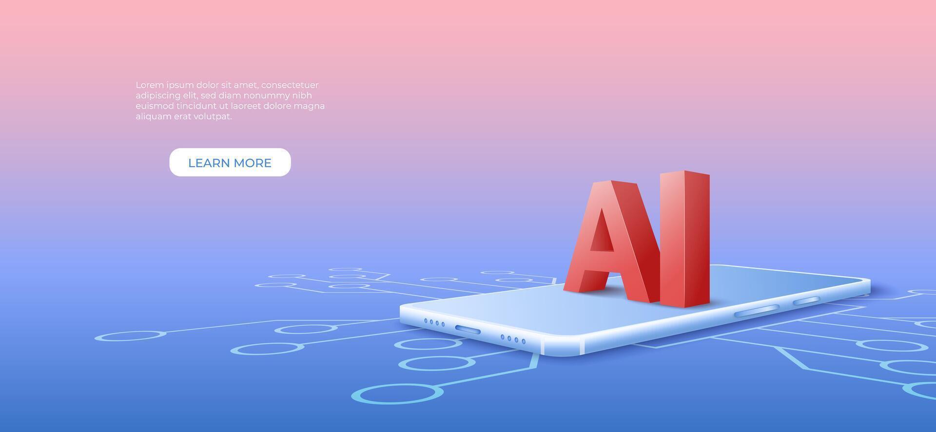 technology background with ai text on mobile phone vector