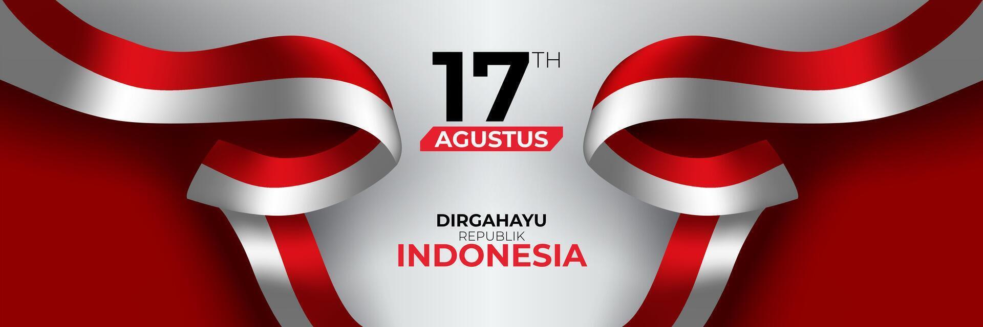 Indonesia flag Independence Day banner red and white background vector