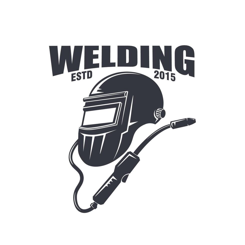 welding mask logo design emblem welder torch theme, for the welding industry vector