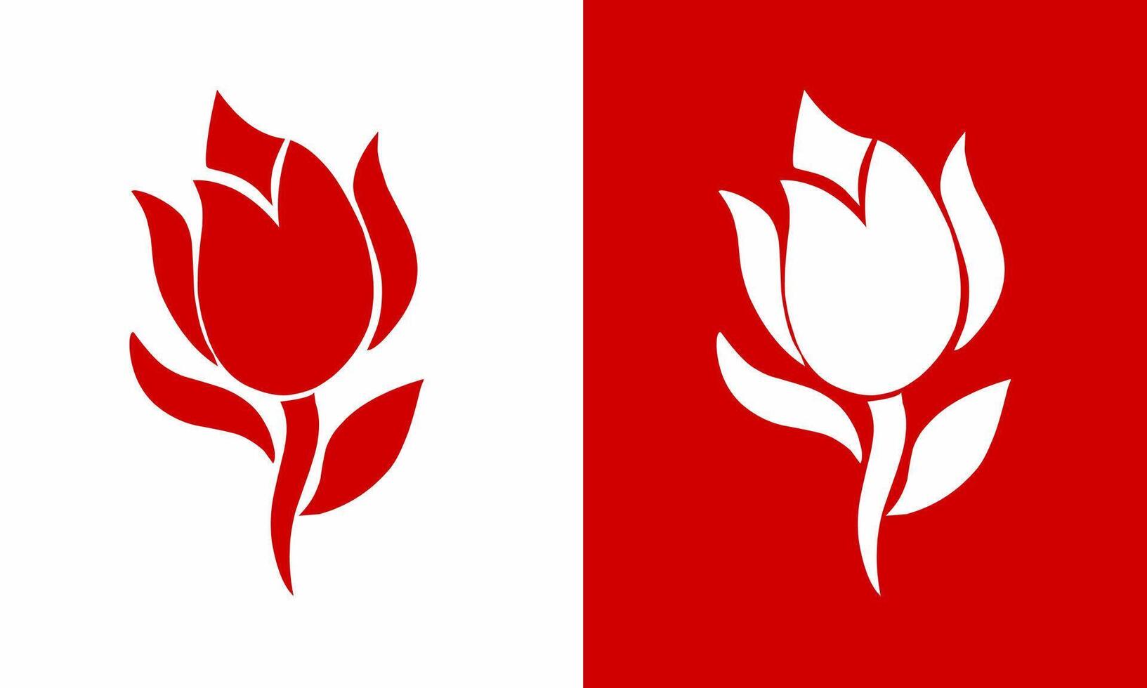 Minimalist Red and White Rose Flower Icon Design vector