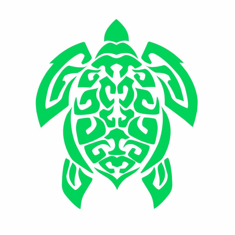 abstract tribal art turtle tattoo design suitable for elements green color vector