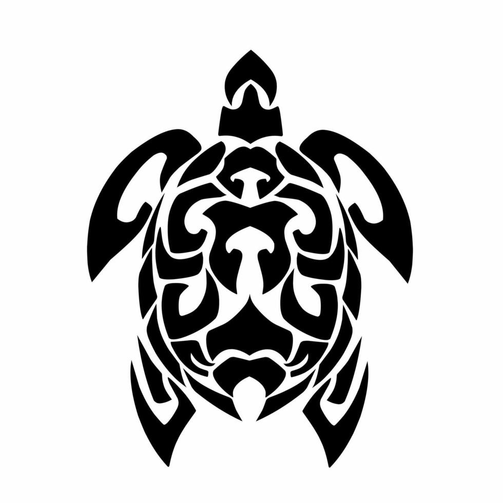 abstract tribal art turtle tattoo design suitable for elements black vector