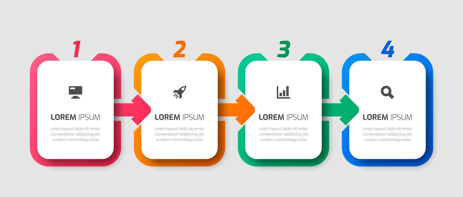 Infographic Label Design Template with Rectangle Icons and 4 Numbers for Presentation vector