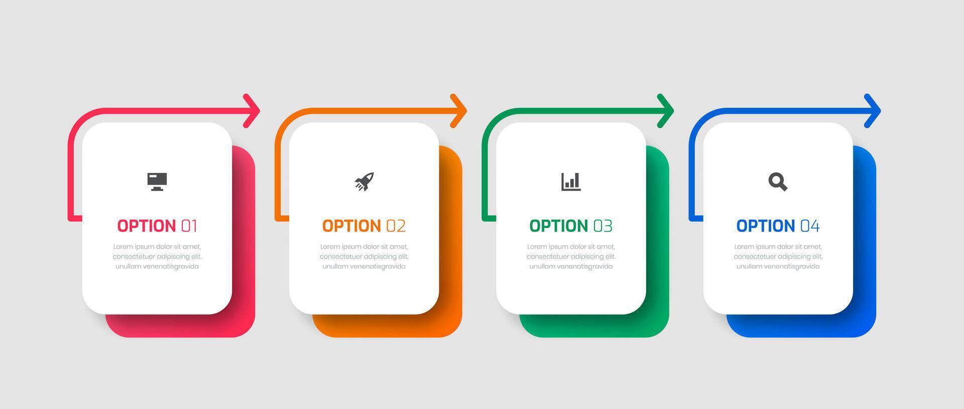 Infographic Label Design Template with Rectangle Icons and 4 Options vector