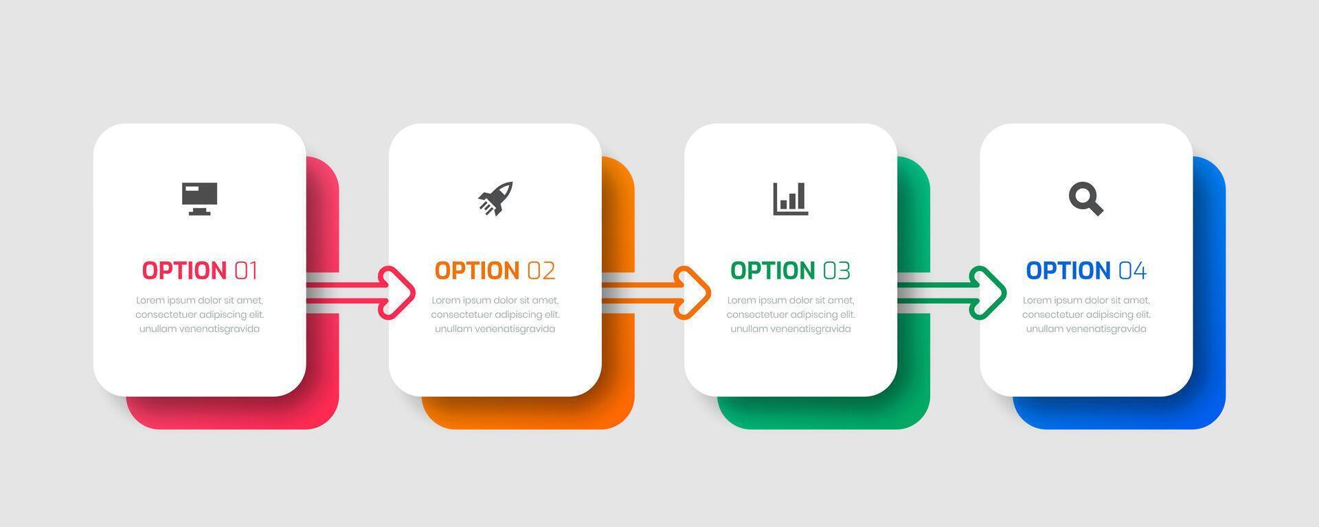 Infographic Label Design Template with Rectangle Icons and 4 Options for Presentation vector