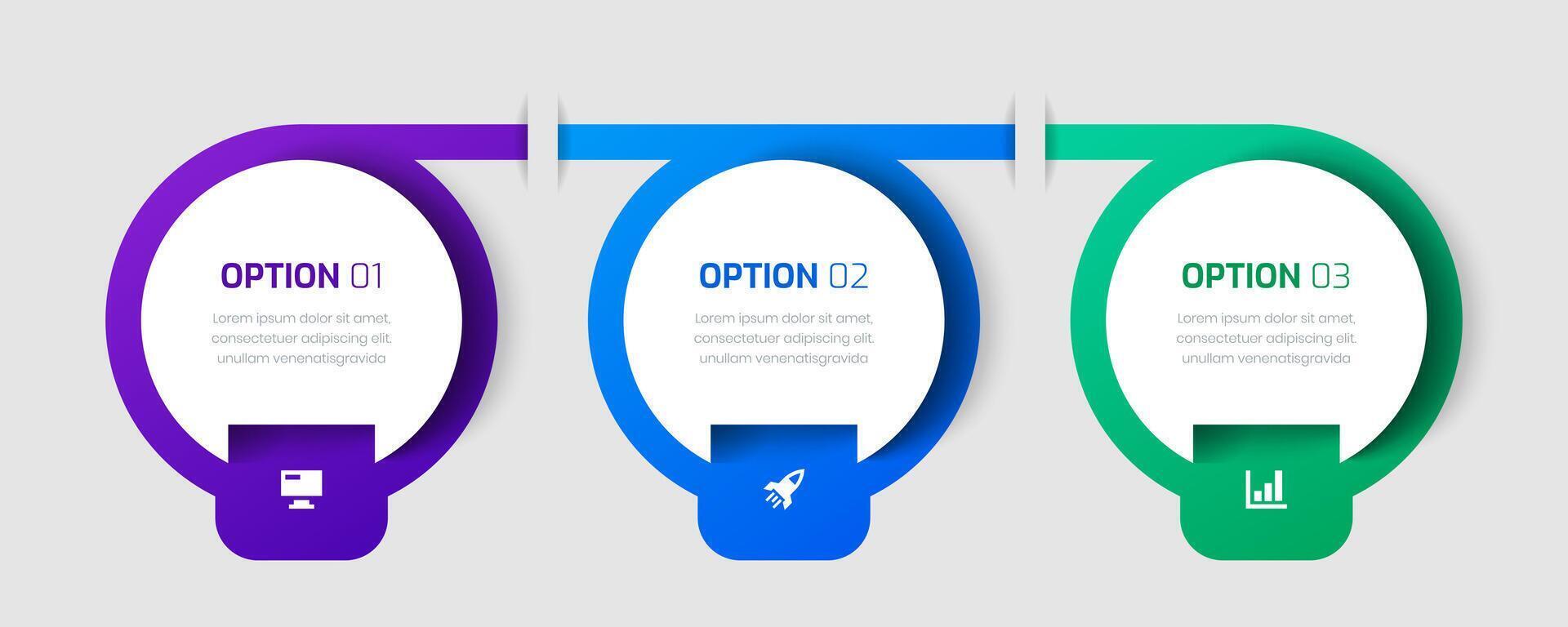 Infographic Label Design Template with Circle Icons and 3 Options for Presentation vector