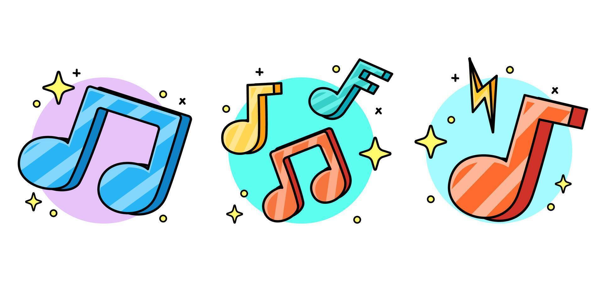 Music notes song colorful key melody sound icon symbol musical on pastel background. vector