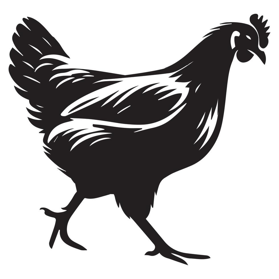 Hen walking mood Silhouette clipart, Chicken Domestic animals , Chicken Animals Lover Gifts design sublimation vector