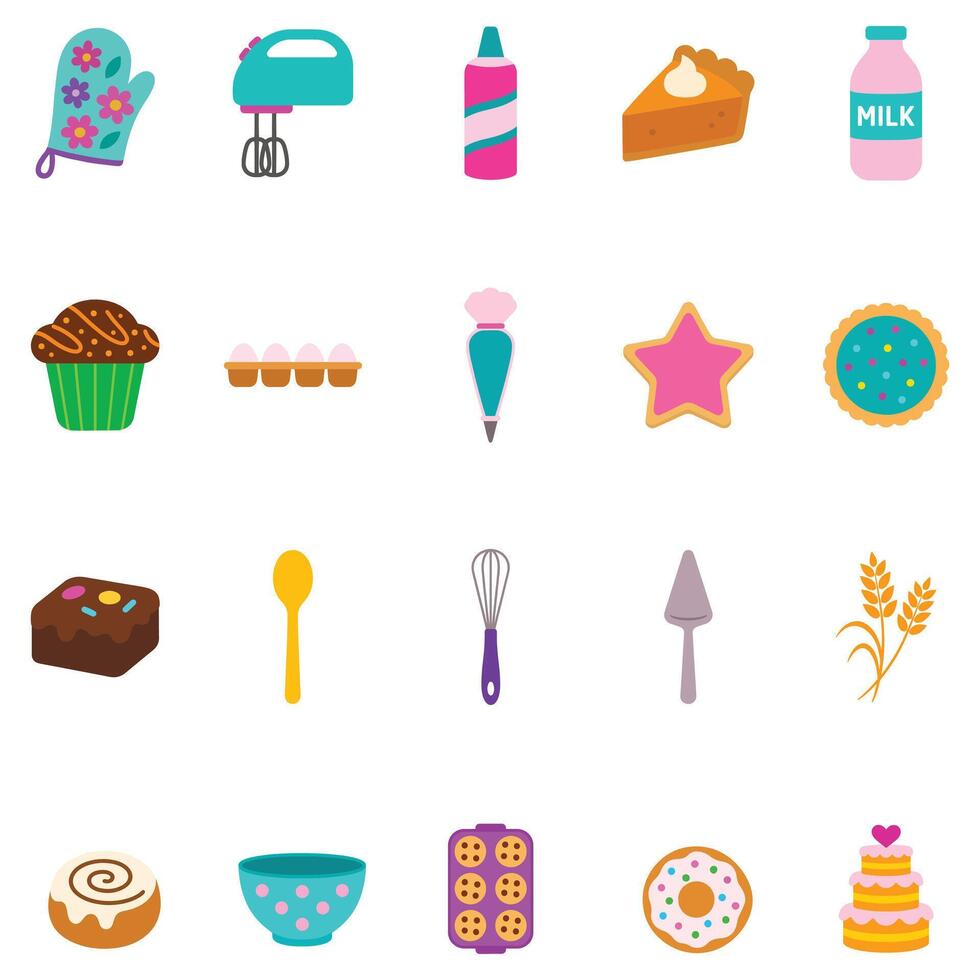 collection of Sweet Bakery cooking clipart, Kitchen Bakery sublimation design, Bakery Elements design illustration vector