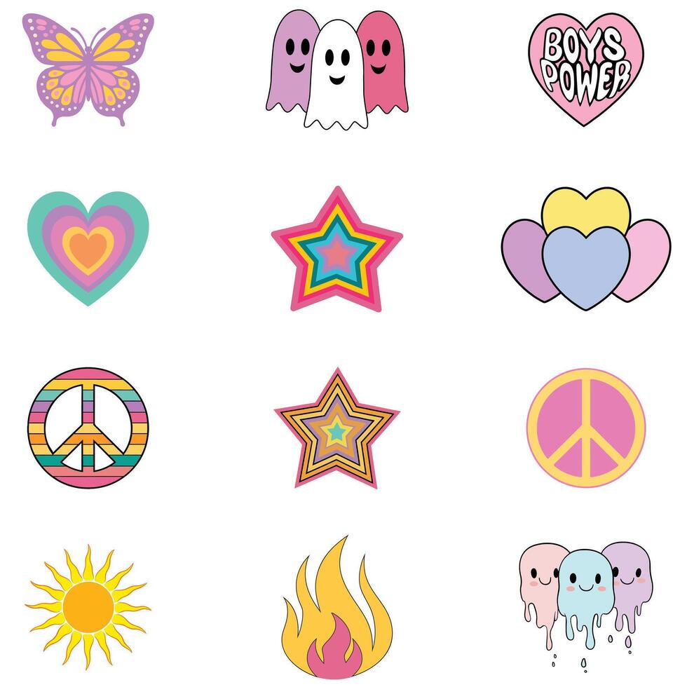 Bundle Of Trendy Happy Face Clipart, Cute Happy Face Icons Illustration, Happy Face Smile Design Sublimationion vector
