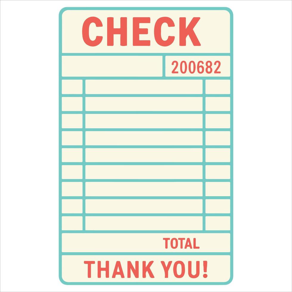 Receipt illustration , 50s diner clipart Design, vintage diner design sublimation vector
