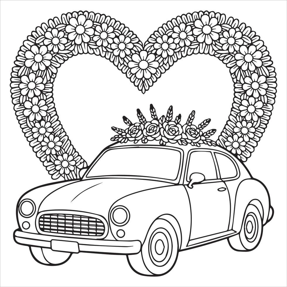 Bride and Groom Wedding Line Art Illustration Romantic Couple Design for Printing vector