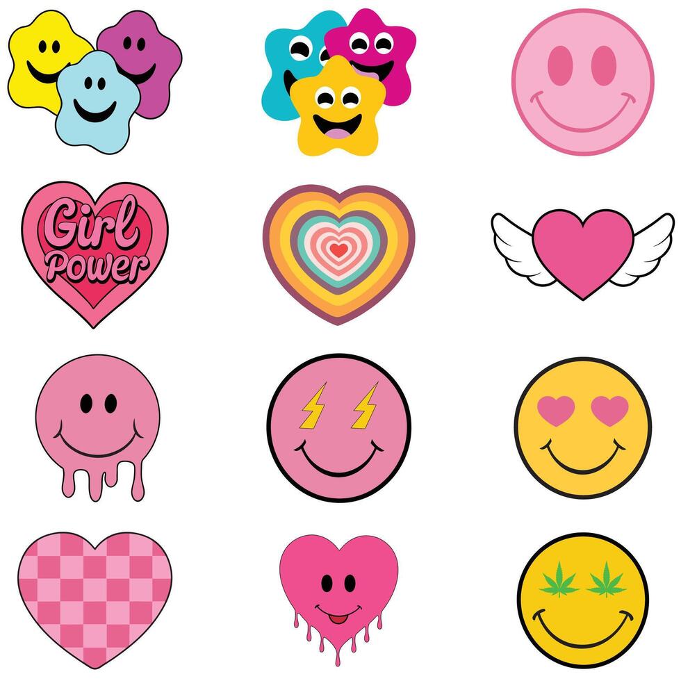Trendy Happy Face Clipart, Cute Happy Face Icons Illustration, Happy Face Smile Design Sublimationion vector