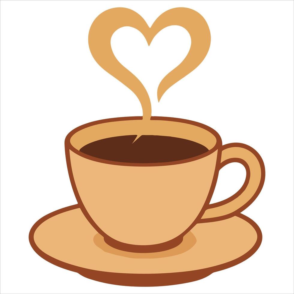 Coffee Steam Heart Shape illustration , 50s diner clipart Design, vintage diner design sublimation vector