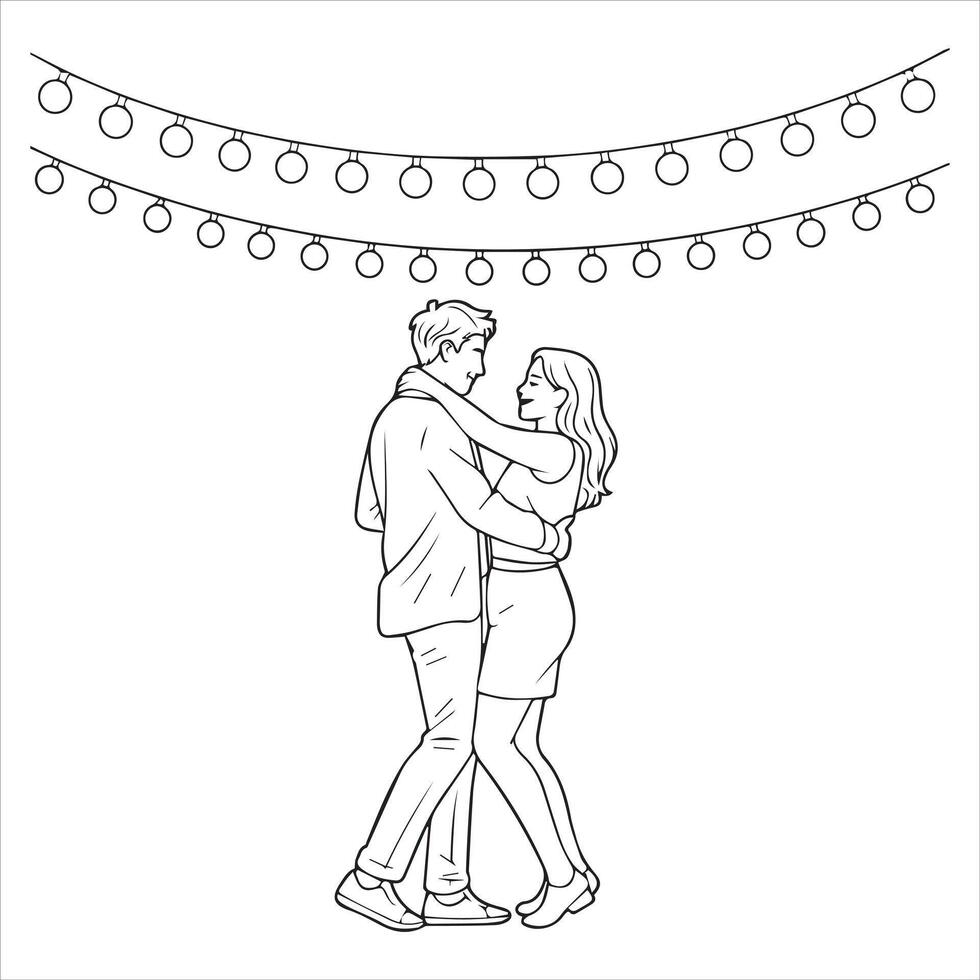 Minimalist Wedding Couple Line Art Romantic Bride and Groom Digital Sublimation Design vector