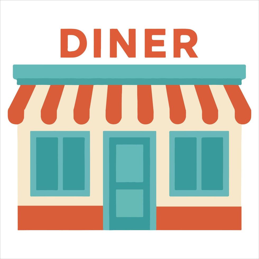 Diner Storefront Retro Charm illustration , 50s diner clipart Design, vintage diner design sublimation vector