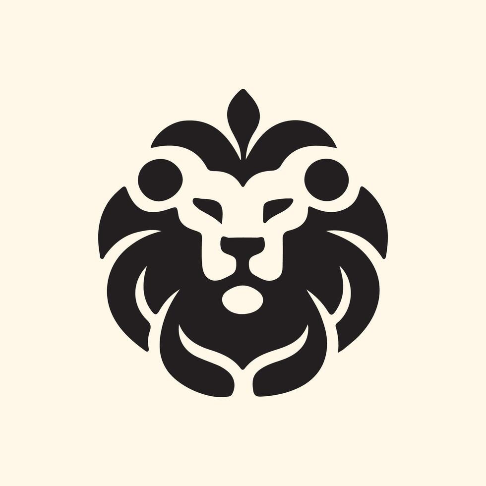 lion head logo flat vector