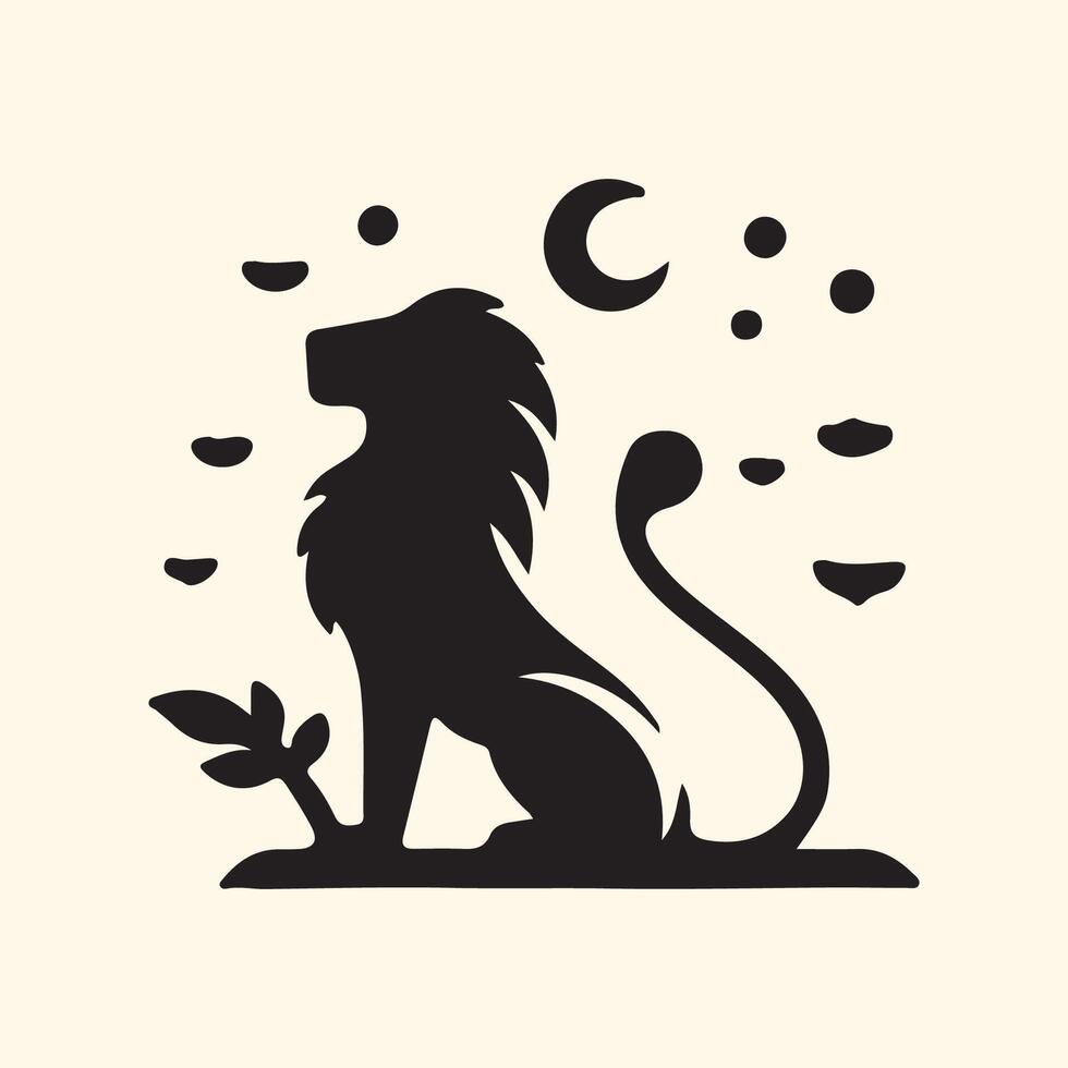 lion head logo design template illustration flat vector