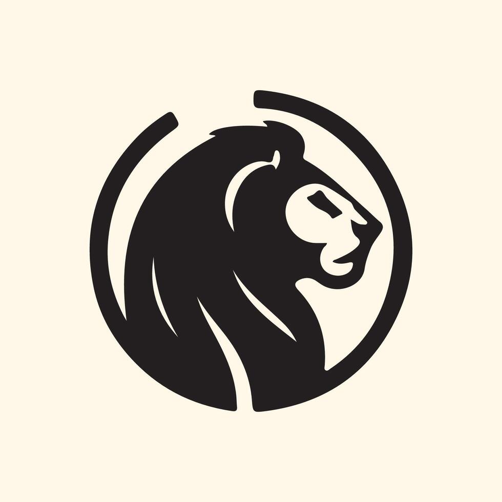 lion head logo design black simple vector