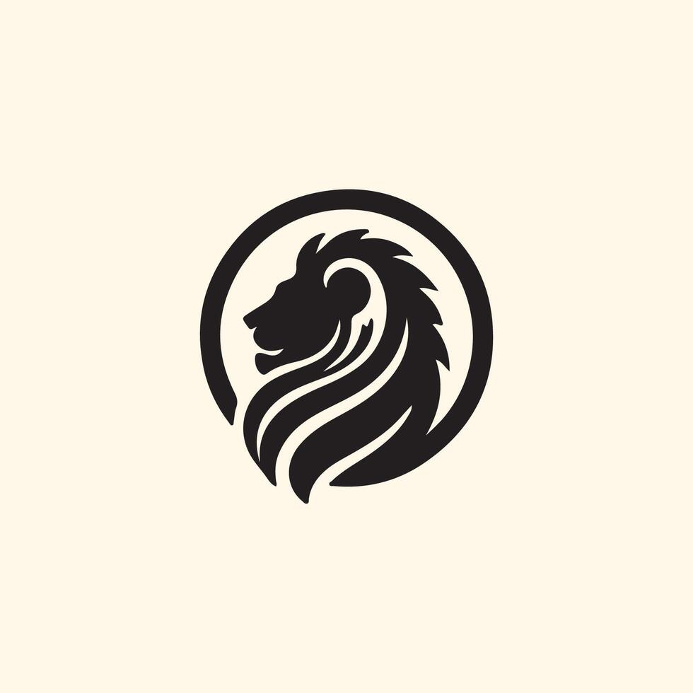 lion head logo design minimalist vector