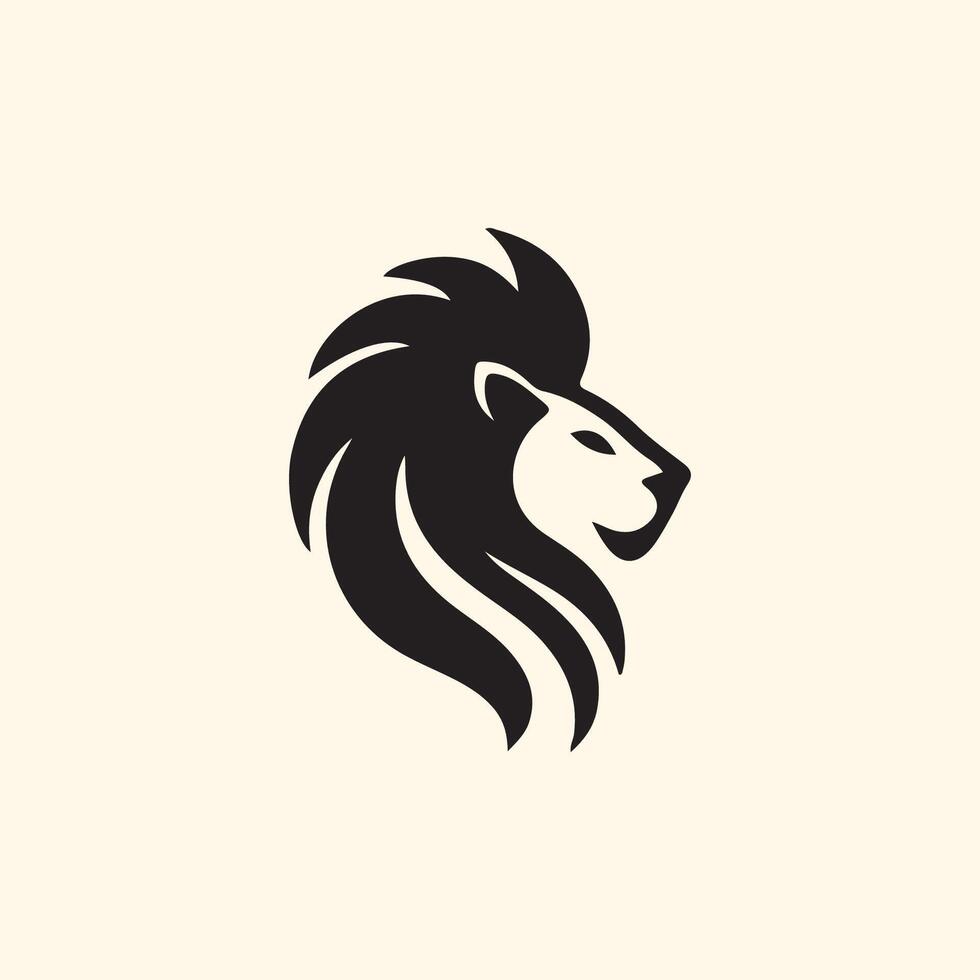lion head logo design black flat vector