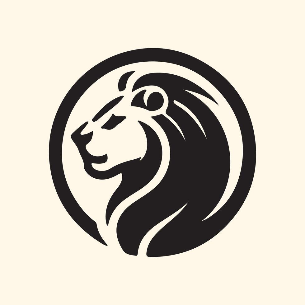 lion head logo design simple vector