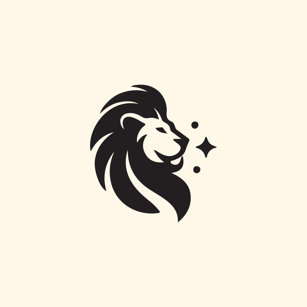 lion head logo design with star vector