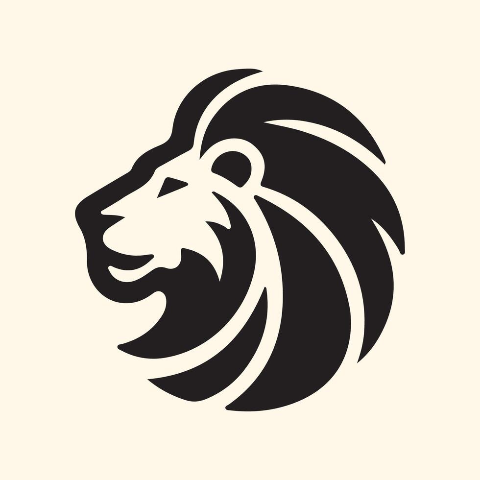 lion head logo design black vector