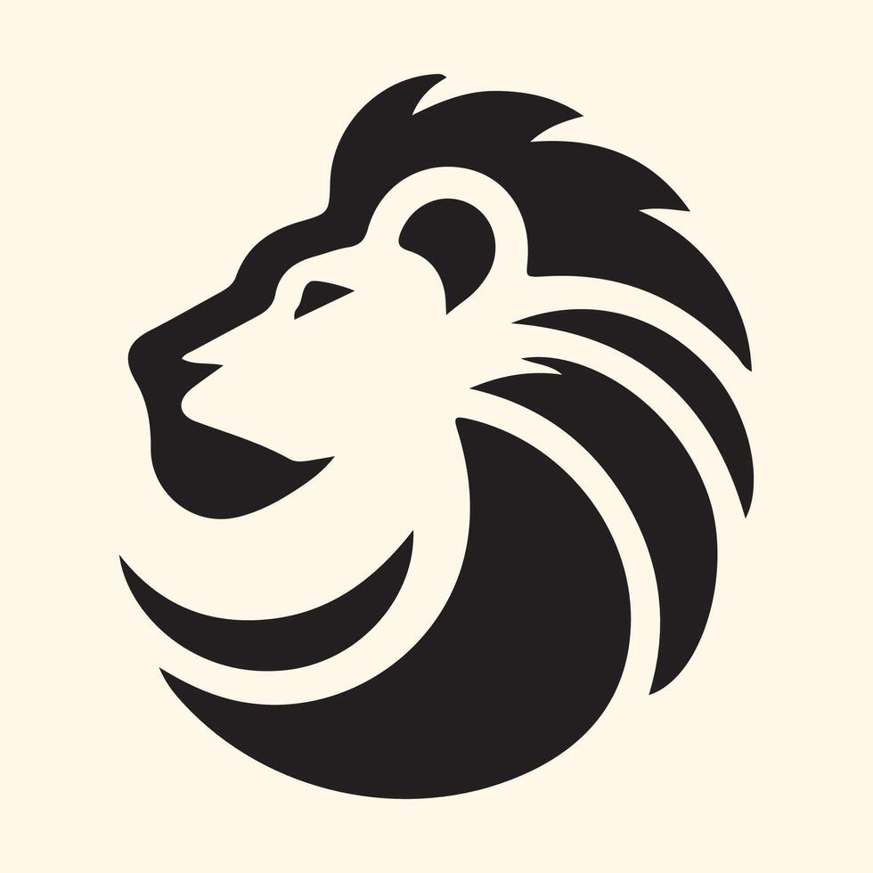 lion head logo design flat vector