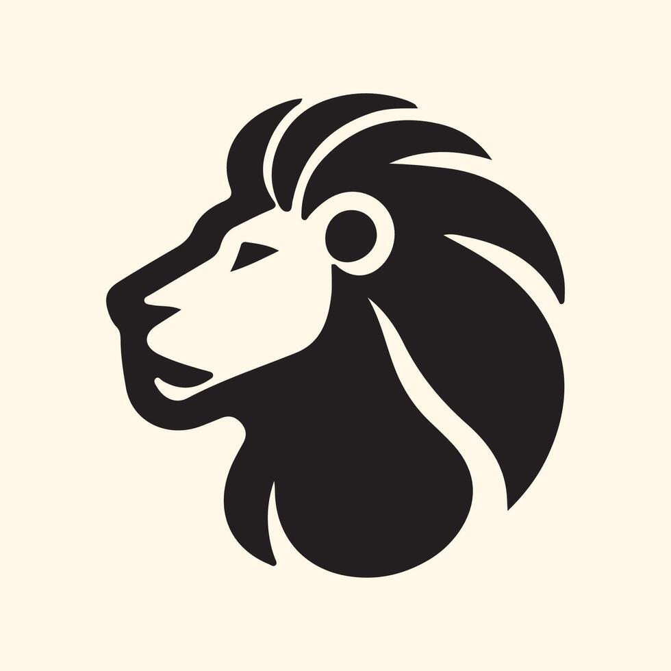 lion head logo design side view vector