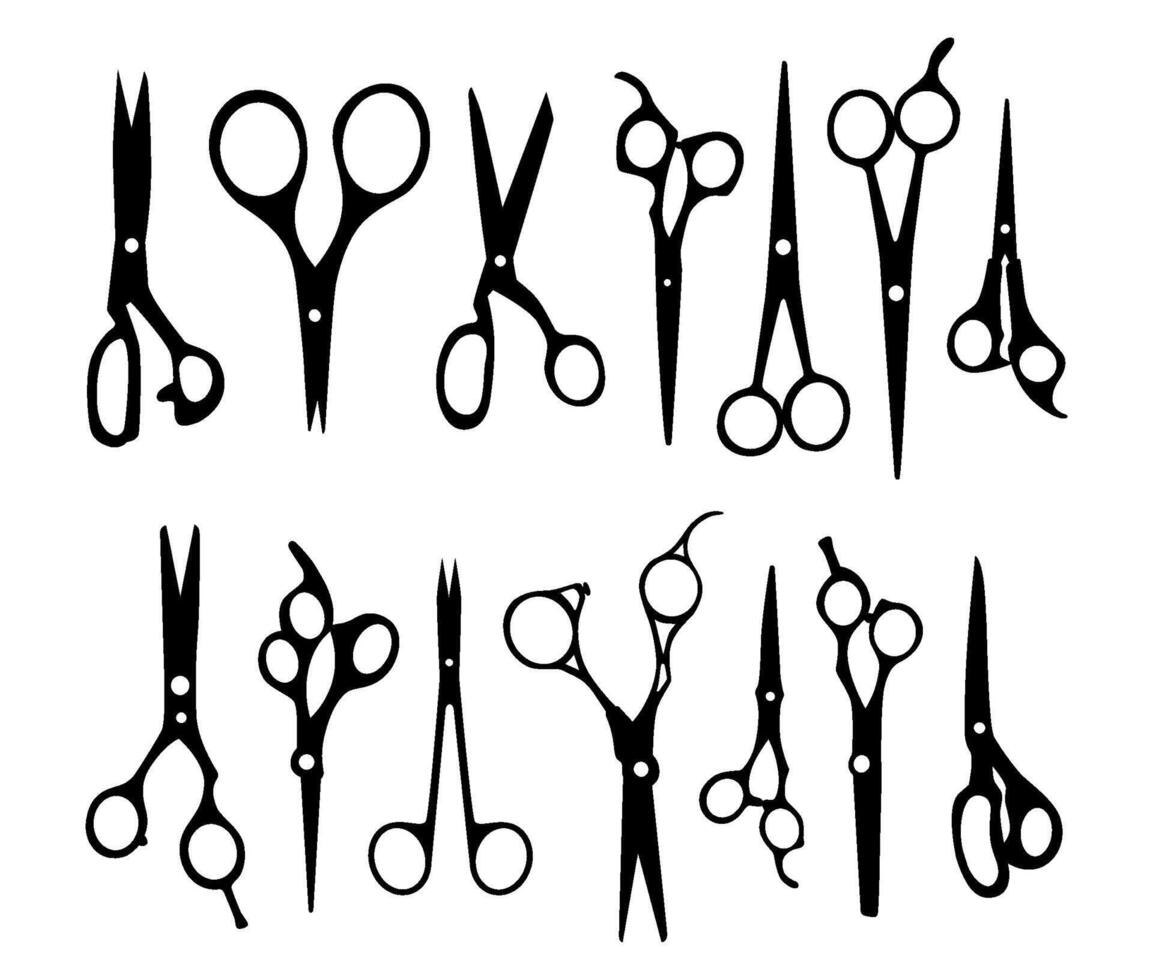 scissors collection silhouette illustration vector