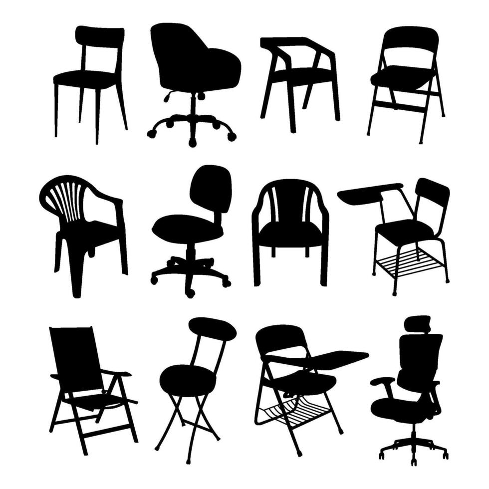chair silhouettes collection image set vector