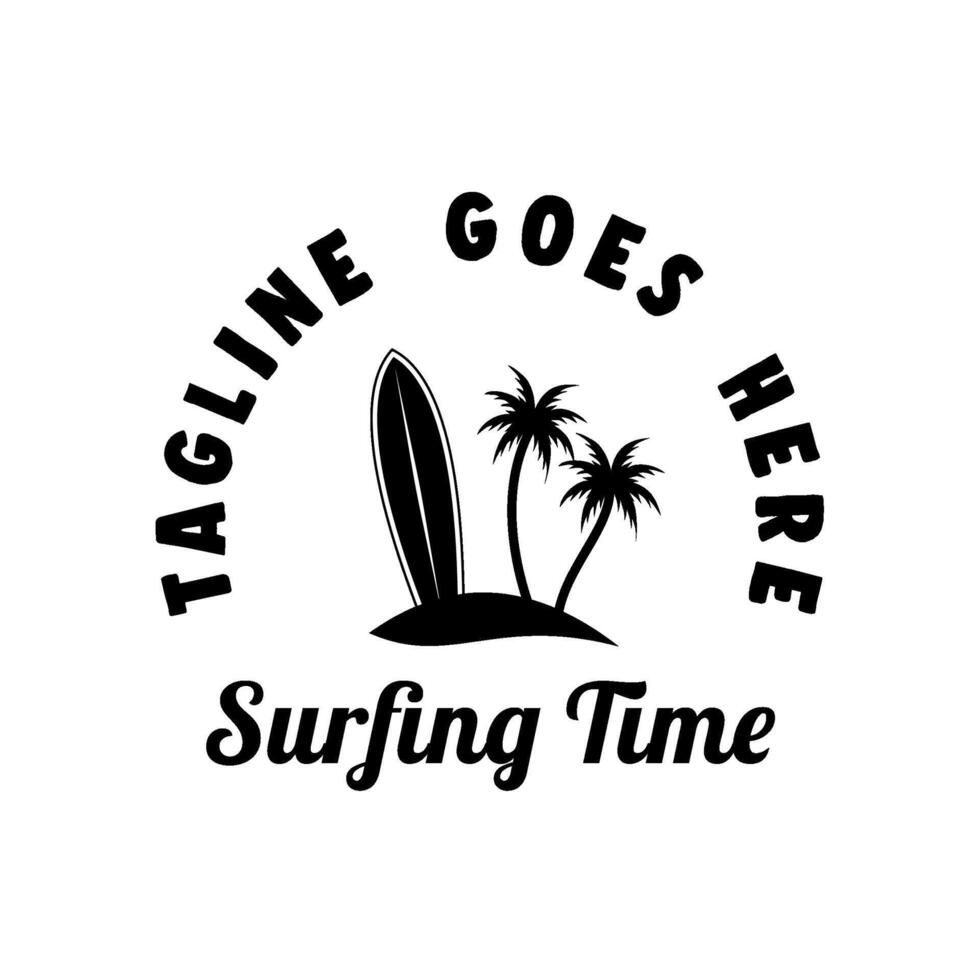 surfing logo palm trees abstract silhouette vector