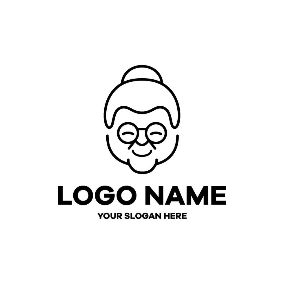 grandma head logo icon vector