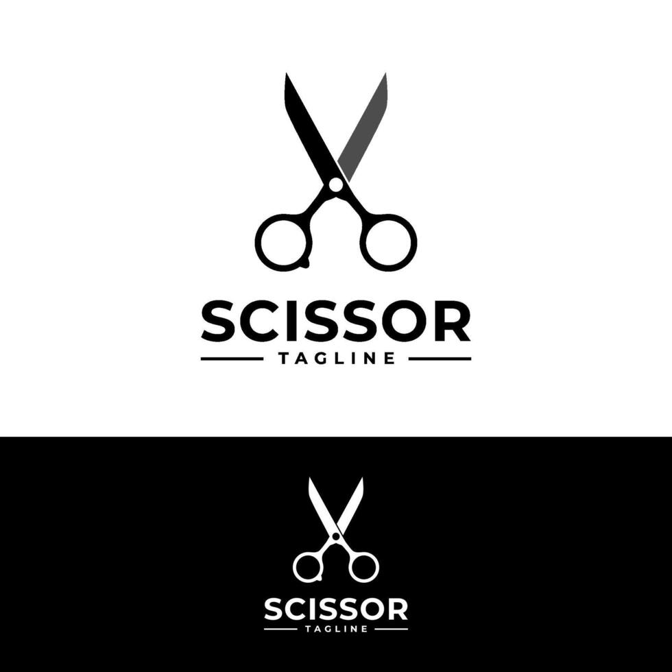 scissors logo cutting tool icon vector