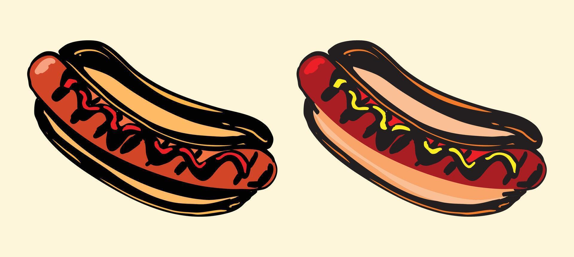 Hotdog Bun Illustration Set vector