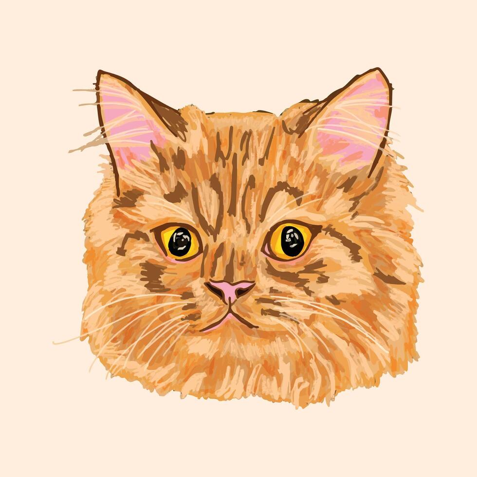 Fluffy Tabby Cat Portrait vector