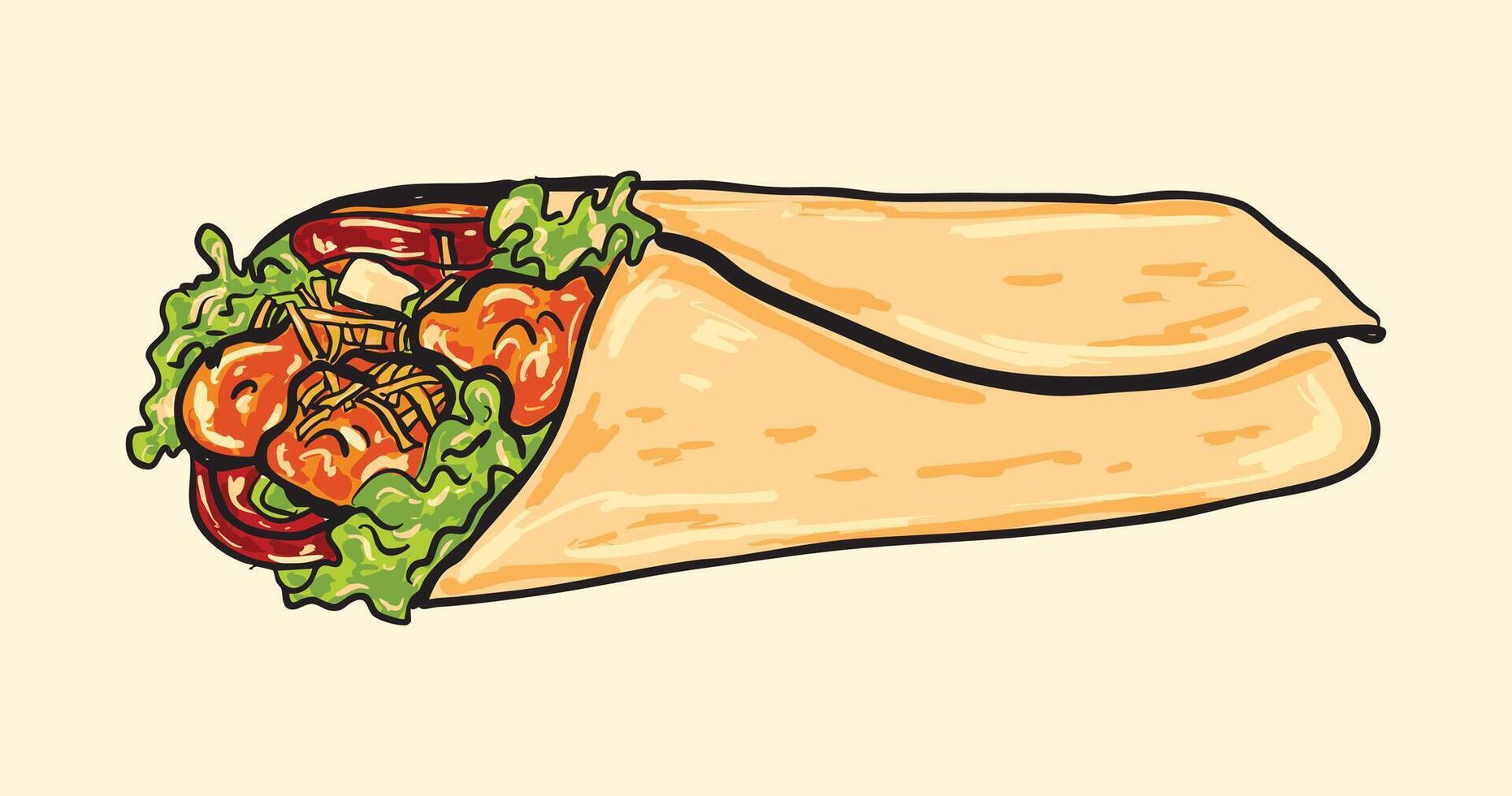 Burrito Illustration with Fillings vector