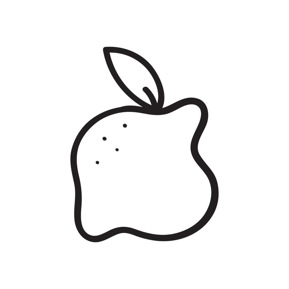 Little lemon. Outline icon. Fruit design. Hand drawn illustration on white background. vector