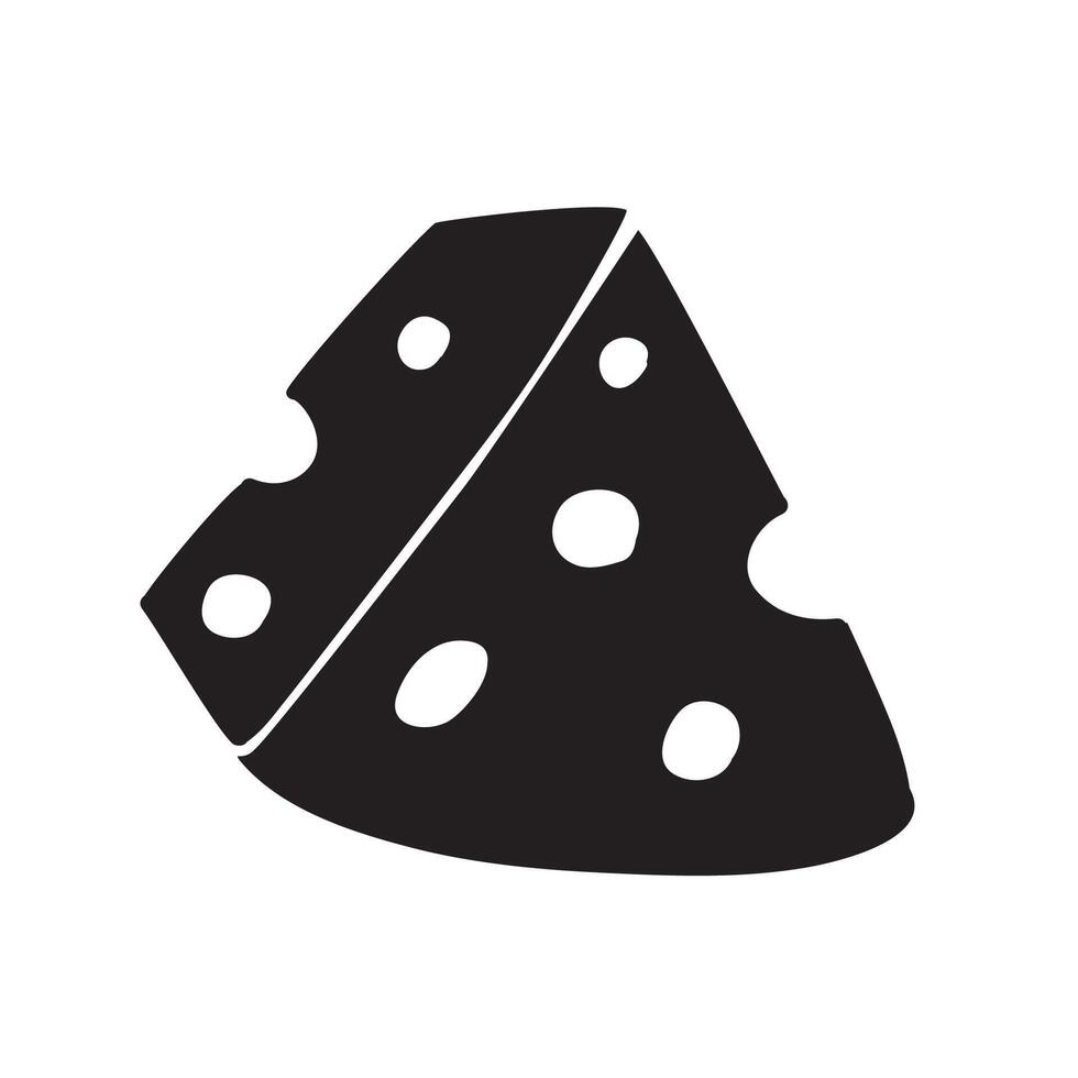 Slice of cheese. Silhouette. Hand drawn design. Illustration on white background. vector