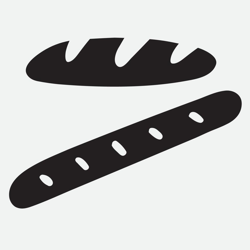 Baguettes. Food design. Silhouette. Hand drawn illustration on white background. vector